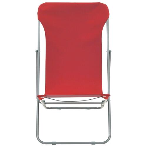 Foldbare strandstole 2 stk. stål og oxfordstof rød