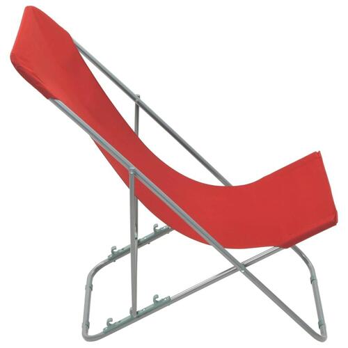 Foldbare strandstole 2 stk. stål og oxfordstof rød