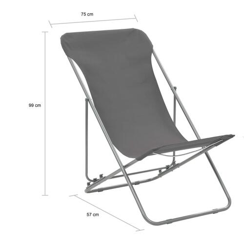 Foldbare strandstole 2 stk. stål og oxfordstof grå