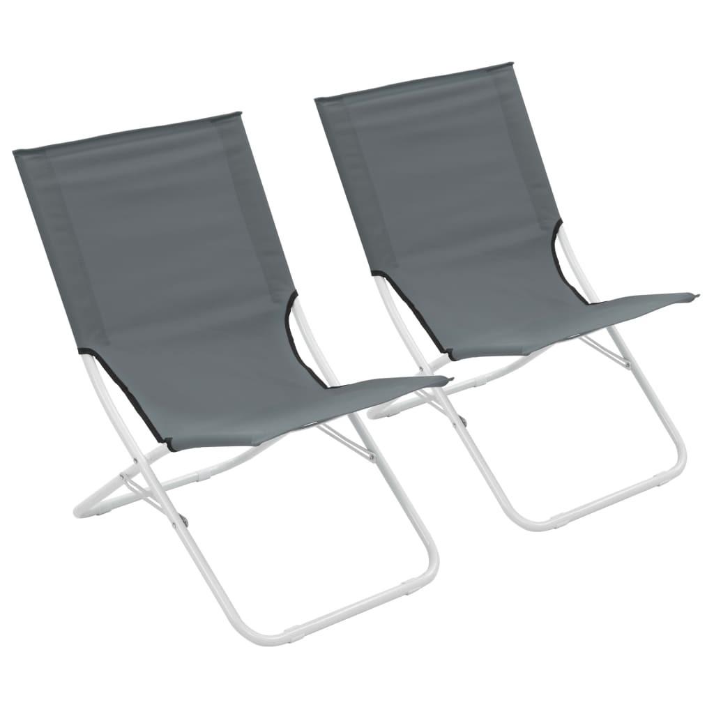 Foldbare strandstole 2 stk. grå