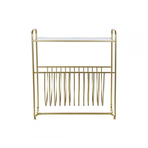 Tidsskriftholder - spejl, gylden metal (76 × 35 × 83 cm)