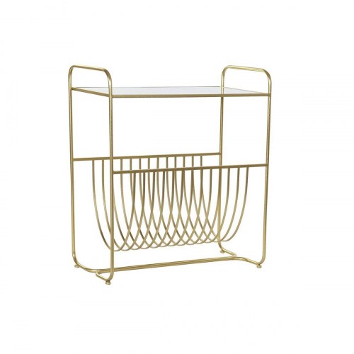 Tidsskriftholder - spejl, gylden metal (76 × 35 × 83 cm)