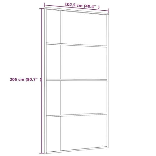 Skydedør 102,5x205 cm hærdet matteret glas og aluminium sort