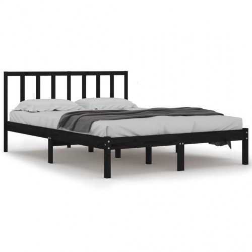 Sengeramme 120x200 cm massivt fyrretræ sort