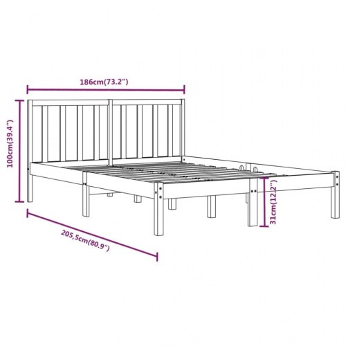Sengeramme 180x200 cm massivt fyrretræ
