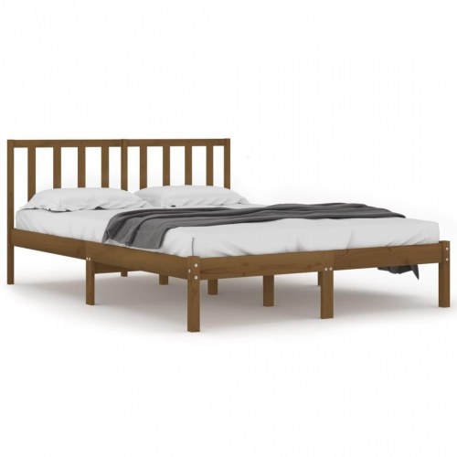 Sengeramme 200x200 cm i massivt fyrretræ - gyldenbrun