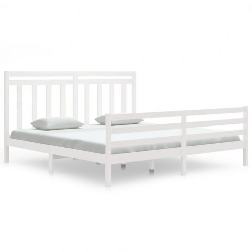 Sengestel 180x200 cm Super King massivt fyrretræ hvid