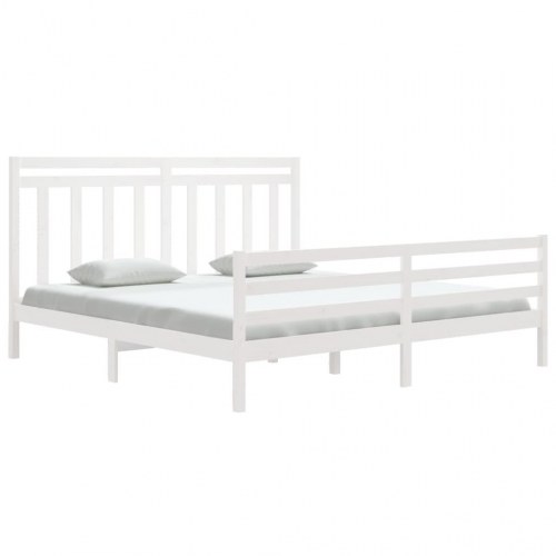Sengestel 180x200 cm Super King massivt fyrretræ hvid