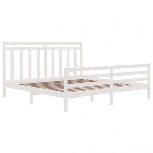 Sengestel 180x200 cm Super King massivt fyrretræ hvid