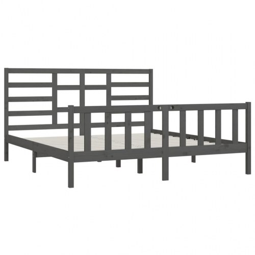 Sengeramme 200x200 cm massivt fyrretræ grå