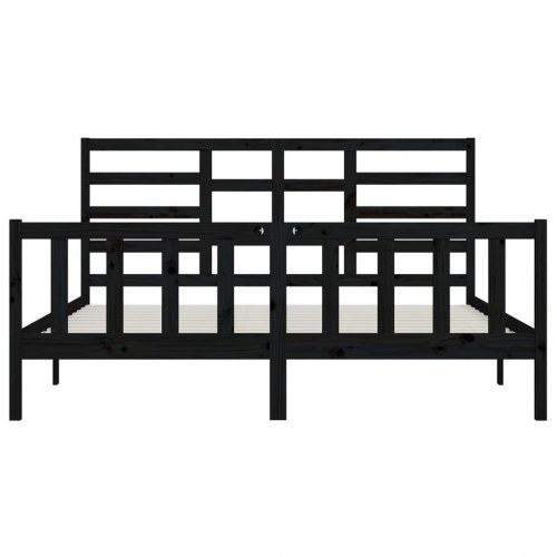 Sengeramme 200 x 200 cm i massivt fyrretræ - sort