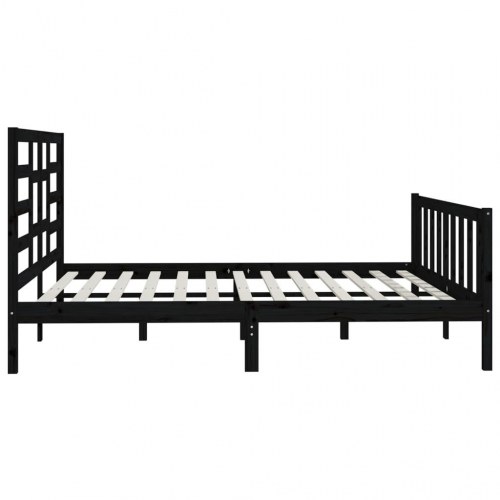 Sengeramme 200 x 200 cm i massivt fyrretræ - sort