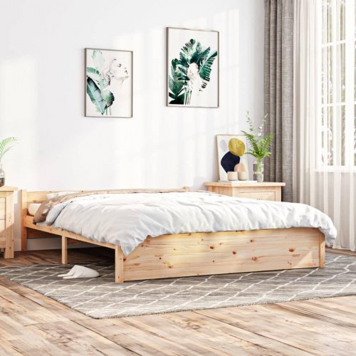 Sengeramme 150 x 200 cm i massivt fyrretræ - natur