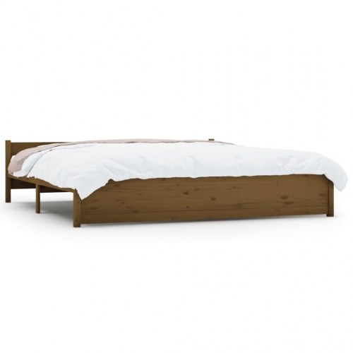 Sengestel 180x200 cm Super King massivt fyrretræ gyldenbrun