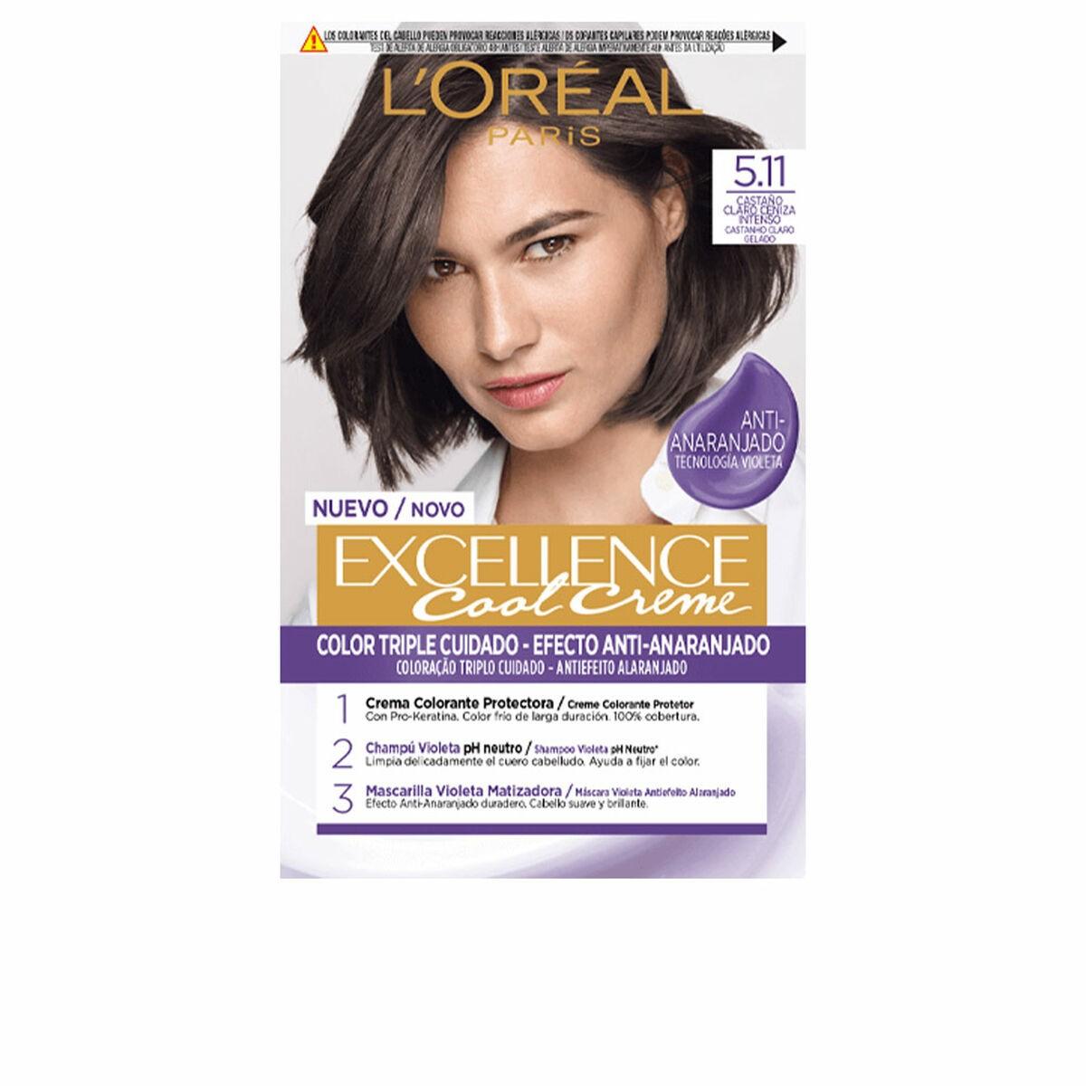 Loreal Paris Excellence Cool Creme Permanent Hårfarve 5 11 Lys Askebrun Intensiv