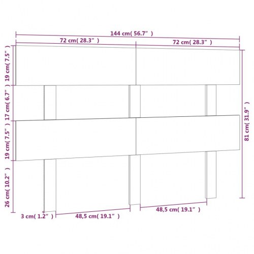 Sengegavl 144×3×81 cm i massivt fyrretræ - sort