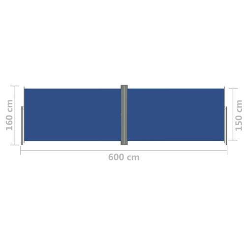 Sammenrullelig sidemarkise 160x600 cm blå