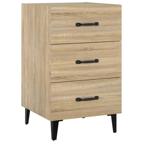 Sengebord med 3 skuffer 40×40×66 cm - konstrueret træ i sonoma-eg
