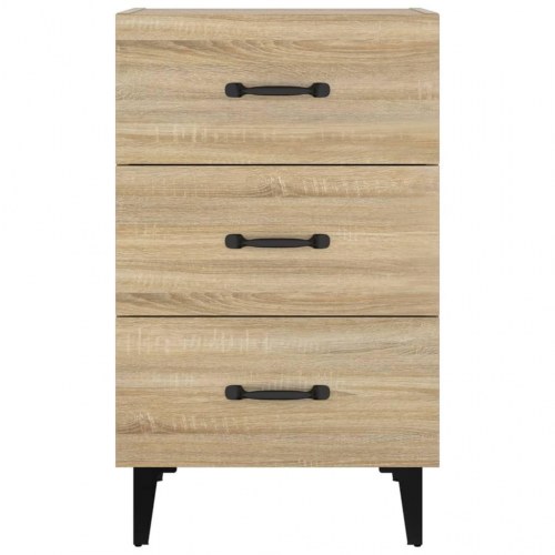 Sengebord med 3 skuffer 40×40×66 cm - konstrueret træ i sonoma-eg