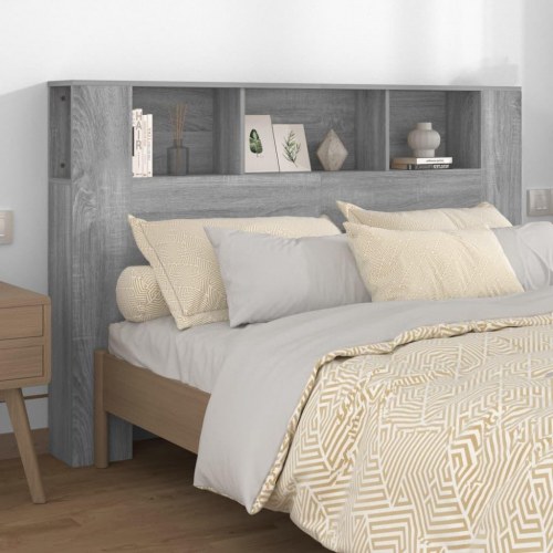 Sengegavl med opbevaring 160 × 18,5 × 104,5 cm - grå sonoma-eg