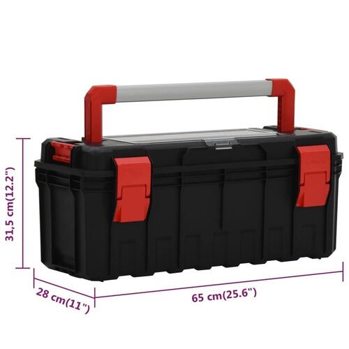 Værktøjskasse 65x28x31,5 cm sort og rød