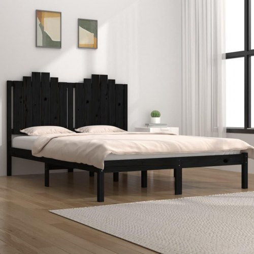 Sengeramme 200 x 200 cm i massivt fyrretræ - sort