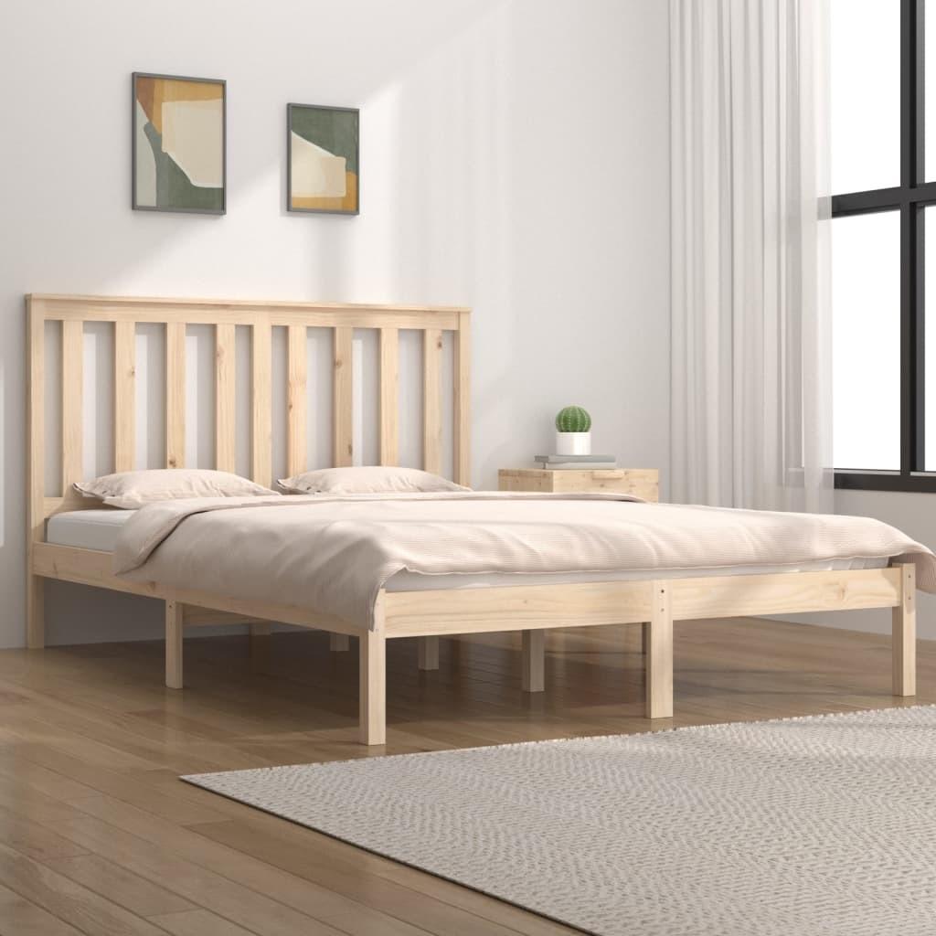 Sengeramme 135x190 cm i massivt fyrretræ - dobbelt, natur