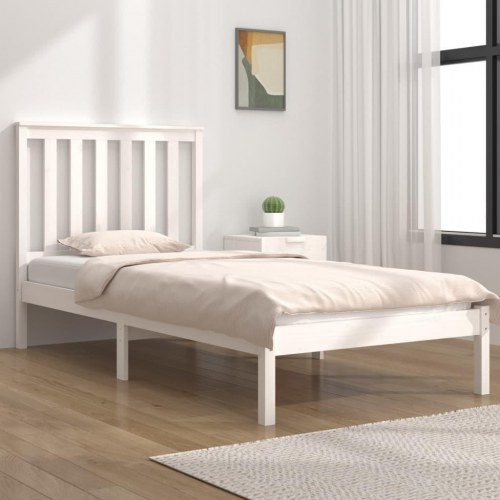 Sengeramme 100x200 cm massivt fyrretræ hvid
