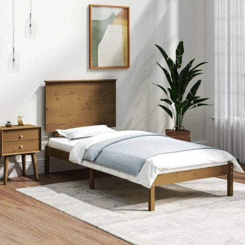 Sengeramme 100x200 cm massivt fyrretræ gyldenbrun