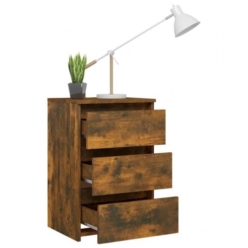 Sengebord 40x35x62,5 cm konstrueret træ røget egetræsfarve