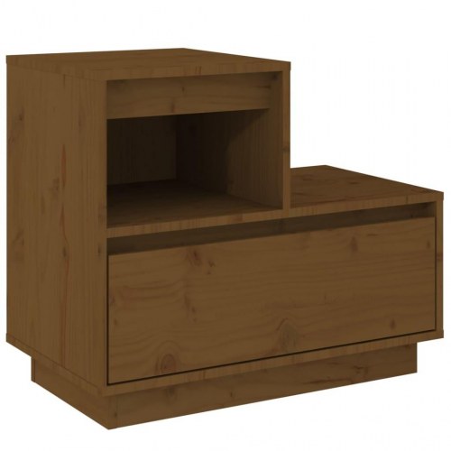 Sengeborde 2 stk. 60 x 34 x 51 cm i massivt fyrretræ - gyldenbrun