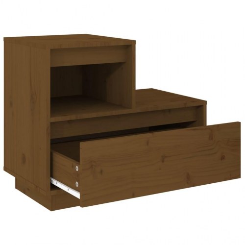 Sengeborde 2 stk. 60 x 34 x 51 cm i massivt fyrretræ - gyldenbrun