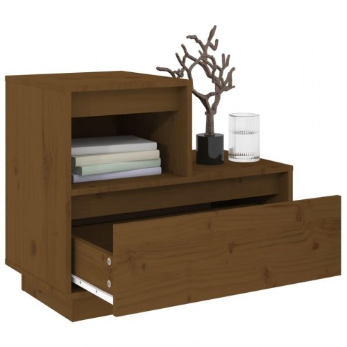 Sengeborde 2 stk. 60 x 34 x 51 cm i massivt fyrretræ - gyldenbrun