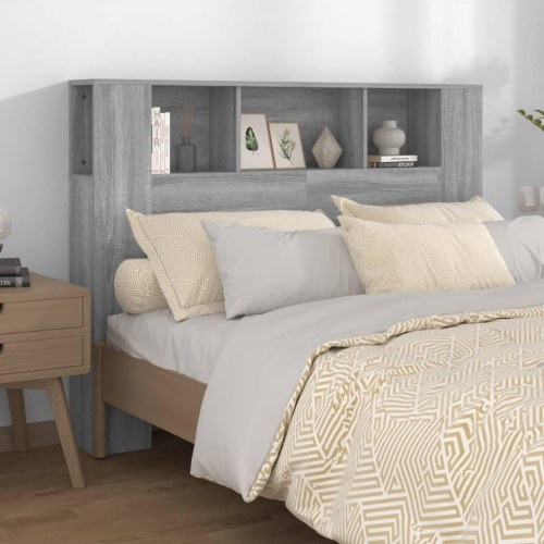 Sengegavl med opbevaring 140 × 18,5 × 104,5 cm - grå sonoma-eg