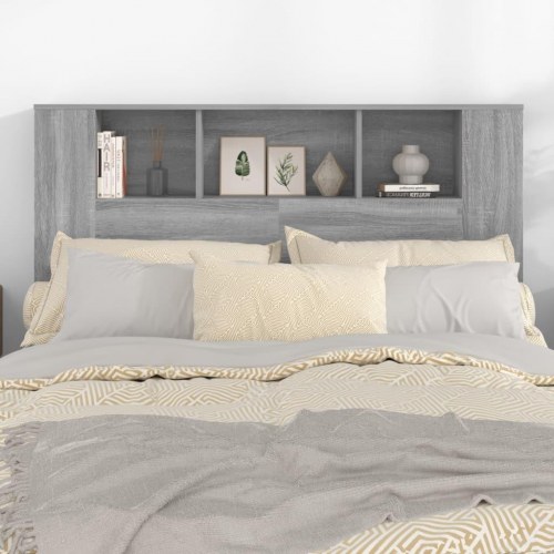 Sengegavl med opbevaring 140 × 18,5 × 104,5 cm - grå sonoma-eg