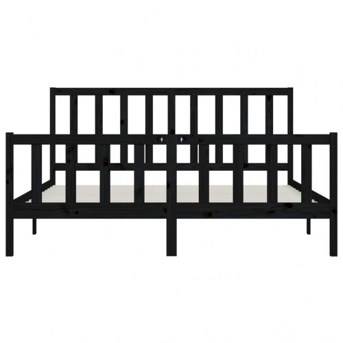 Sengeramme 200 x 200 cm i massivt fyrretræ - sort