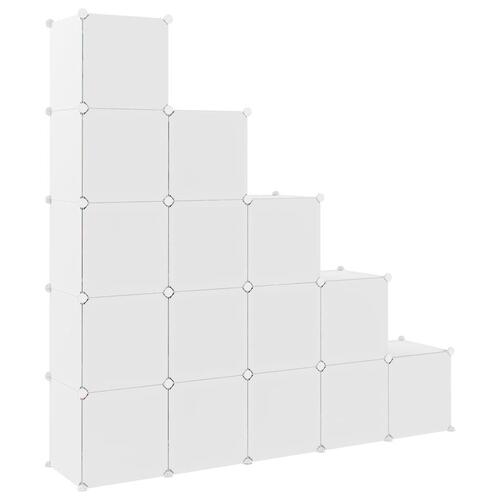 Opbevaringsreol til børn 15 kubeformede kasser PP hvid