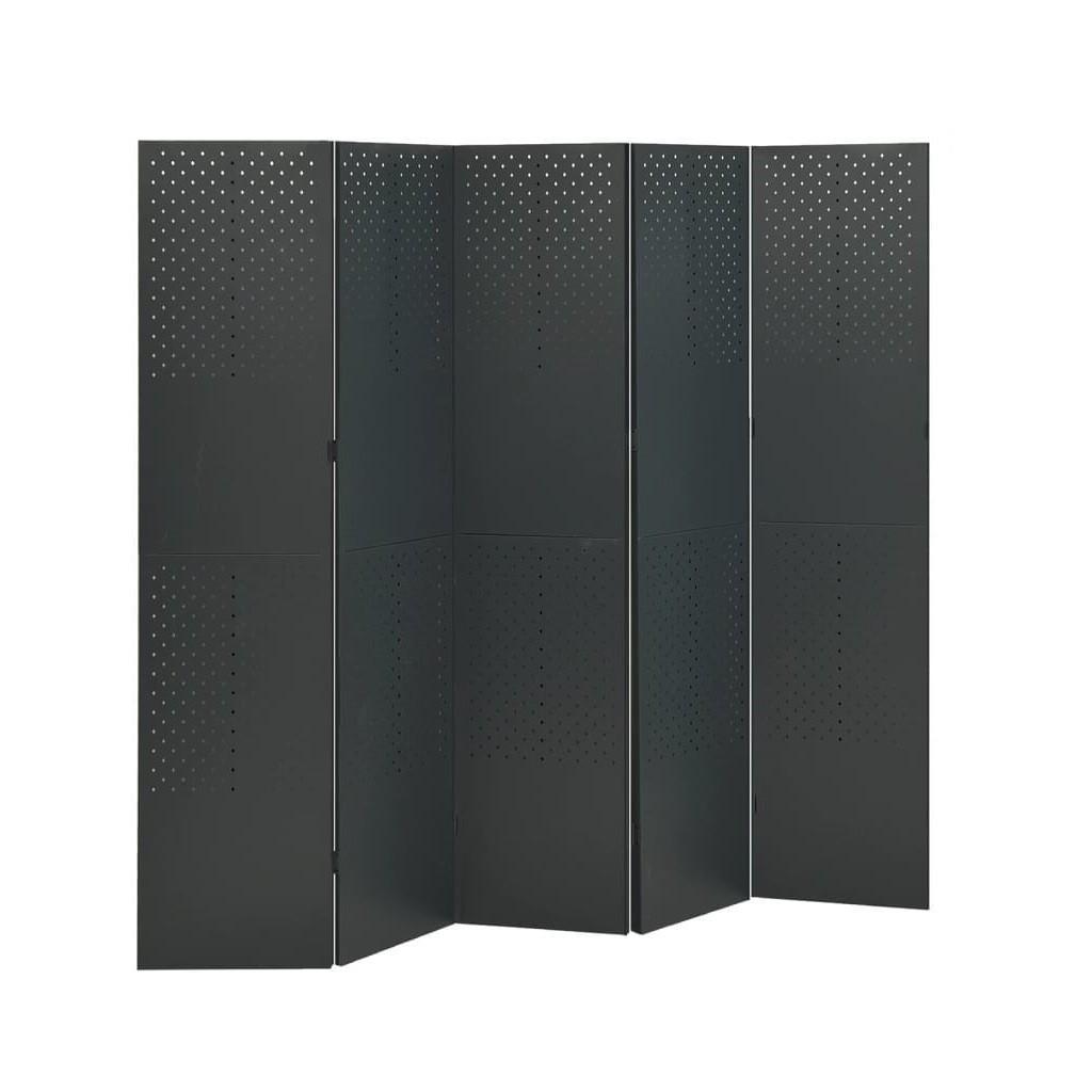 5-panels rumdeler 2 stk. 200x180 cm stål antracitgrå