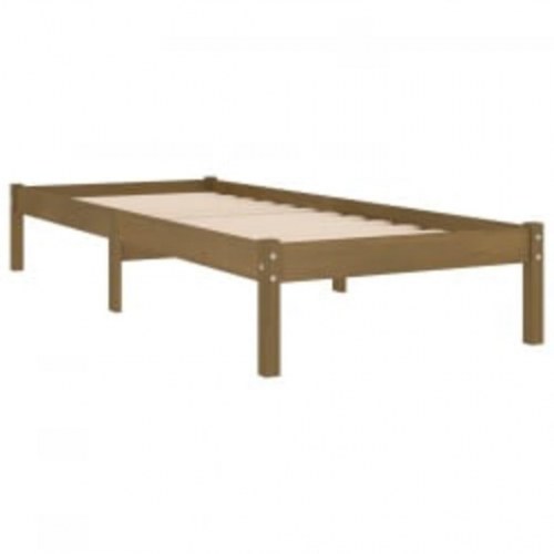 Sengeramme 100x200 cm massivt træ gyldenbrun
