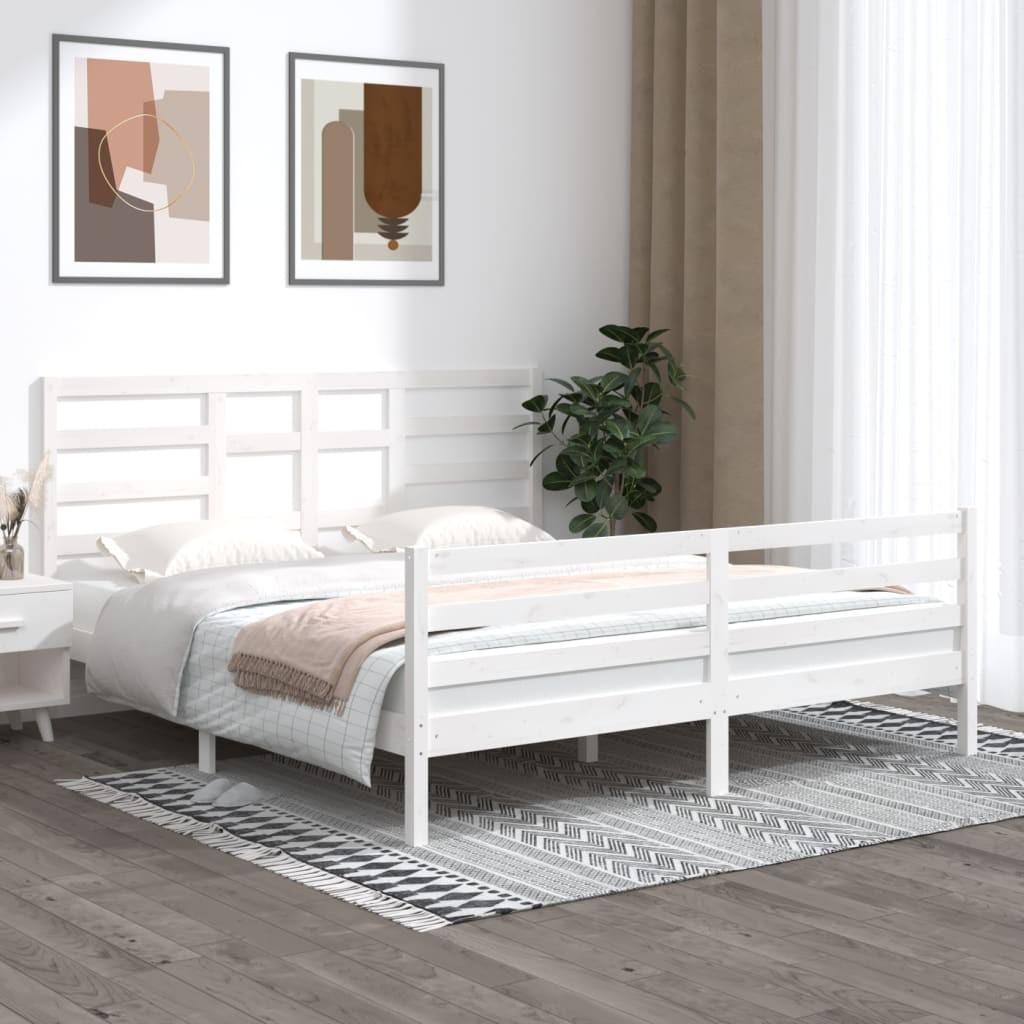 Sengestel 180x200 cm Super King massivt fyrretræ hvid