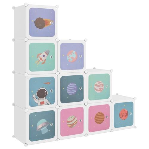 Opbevaringsreol til børn 10 kubeformede kasser PP hvid