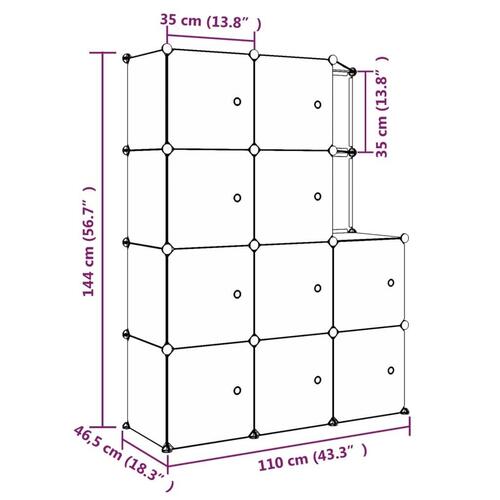 Opbevaringsreol til børn 10 kubeformede kasser PP sort