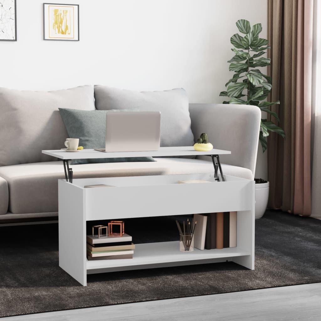 Sofabord 102x50x52,5 cm konstrueret træ hvid