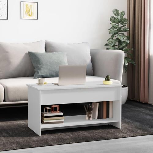 Sofabord 102x50x52,5 cm konstrueret træ hvid