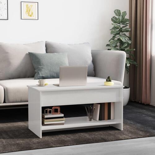 Sofabord 102x50x52,5 konstrueret træ hvid højglans