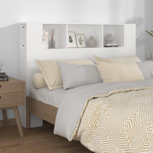 Sengegavl med opbevaring 140×18,5×104,5 cm - hvid