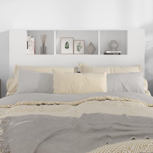 Sengegavl med opbevaring 140×18,5×104,5 cm - hvid