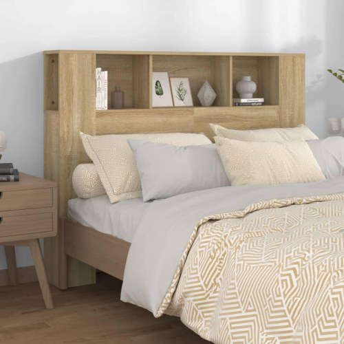 Sengegavl med opbevaring - 140 × 18,5 × 104,5 cm, sonoma-eg