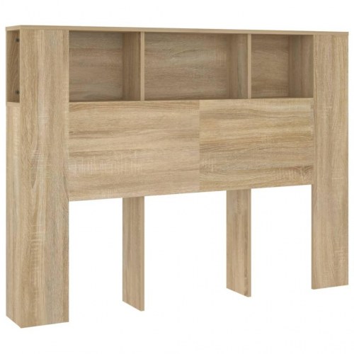 Sengegavl med opbevaring - 140 × 18,5 × 104,5 cm, sonoma-eg
