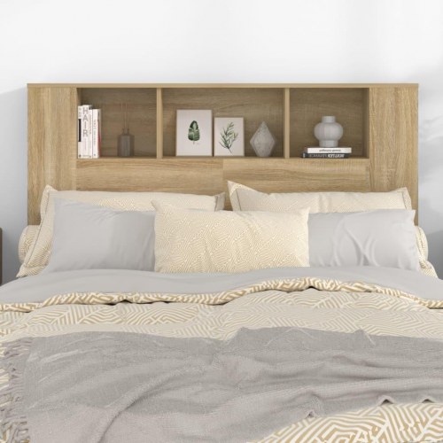 Sengegavl med opbevaring - 140 × 18,5 × 104,5 cm, sonoma-eg